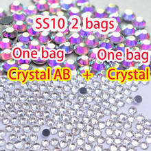 2 упаковки, кристаллы AB + DMC с плоской задней стороной, Стразы SS10 с горячей фиксацией, 2,7-2,9 мм, 2880 шт./лот, для одежды «сделай сам» 2024 - купить недорого