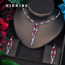 HIBRIDE-Pendientes de circonia cúbica brillantes para Mujer, accesorios de boda, aretes largos para Mujer, N-696 de Moda, Dubái 2024 - compra barato