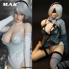 Collectible 1/6 Scale 2B PS4 NieR Automata Head Sculpt Carved Short White Painted Hair Model for 12 inches Action Figure Body 2024 - buy cheap