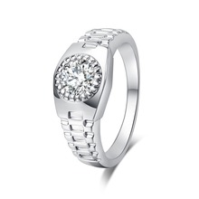 Anillo de Cristales austriacos AAA de lujo para mujer, anillos con forma de reloj de compromiso de boda, joyería de color dorado y plateado, envío directo 2024 - compra barato