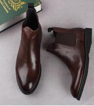 High Top Men Slip on Single Boots Cow leather Chelsea Boots Martin Shoes Male 2024 - buy cheap