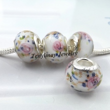 Wholesale 50pcs/lot European Charm Beads Lampwork Glass Beads For Snake Chain Bracelet DIY LB816 2024 - buy cheap