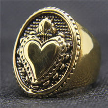 Drop Ship Size 7~13 Cool Golden Heart Crown Ring 316L Stainless Steel Jewelry Fashion Biker Ring 2024 - buy cheap