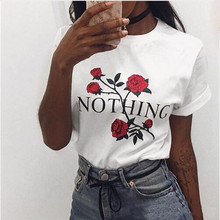 Camisetas de manga corta con estampado de rosas para mujer, ropa informal holgada de marca a la moda, de verano, novedad 2024 - compra barato