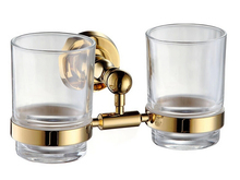 Fashion gold Space brass Toothbrush Double Cup Holders Tumbler Holders GB001c-1 2024 - buy cheap