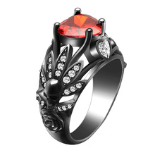 New Unique Skull Style Retro Rings For Women Purple Red Crystal CZ Wedding Heart Black Gold Color Trendy Punk Ring 2024 - buy cheap