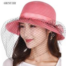 Gbcnyier chapéu de palha protetor solar feminino, respirável, de palha, chapéu de praia para mulheres, canudos de tecer, chapéu de sol para lazer ao ar livre 2024 - compre barato