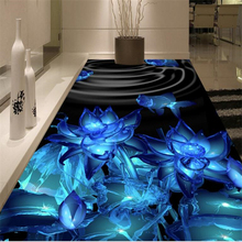 Beibehang piso personalizado grande 3d alto lótus de cristal luminoso interno grosso vestível pintura decoração de piso 2024 - compre barato