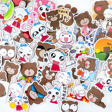 40pcs cute Animal Bear & Rabbit Stickers stickers  paper sticker decoration DIY album diary scrapbooking label kawaii stationery 2024 - buy cheap