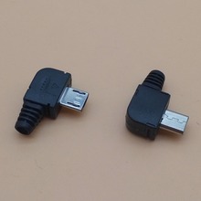 10 комплектов Micro 5P USB штекер Тип припоя Хвостовая зарядка штепсельная вилка 90 градусов 3 в 1 разъем DIY черный 2024 - купить недорого