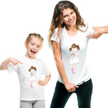 Ropa a juego para la familia, camiseta para mujer, camiseta para hija, Tops para niños, conjuntos familiares a juego informales para niña 2019 2024 - compra barato