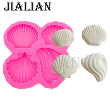 Herramientas de cocina para fondant, 4 agujeros de concha de molde de silicona, molde para tarta, decoración artesanal, jabón hecho a mano, T0547 2024 - compra barato