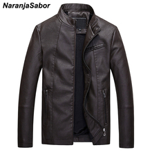 Naranjasabor jaqueta de couro masculina, jaqueta casual de outono e inverno com zíper, casaco grosso para motocicleta n463 2024 - compre barato