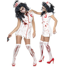 2016 Newest Adult Halloween Scary Zombie Nurse Costume Spooky Blood Splatter Costume 2024 - buy cheap