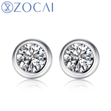 ZOCAI New Arrival Pave Setting 0.20 CT Certified Real Diamond Earrings 18K White Gold (Au750) E00947 2024 - buy cheap