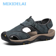MIXIDELAI New Summer Men's Shoes Outdoor Casual Shoes Sandals Genuine Leather Non-slip Sneakers Men Beach Sandals Big Size 38-46 2024 - buy cheap
