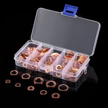 200Pcs Solid Copper Washer Flat Ring Sump Plug Oil Seal Assorted Set Box Automotive And Small Engine Repairs Tool 2024 - buy cheap