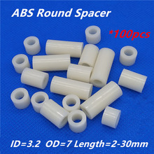 100pcs M3 White Nylon ABS Round Hollow Non-Threaded Standoff Spacer PCB Board Screw Bolt Long Washer ID=3.2 OD=7 2024 - buy cheap