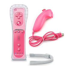 Милый розовый цвет 2 в 1 игровая ручка для пульта дистанционного управления Wii + контроллер Nunchuk с силиконовым чехлом для Nintendo Wii 2024 - купить недорого