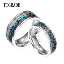 Tigrade 6/8mm Couple Ring Men's Titanium Ring Blue Black Silver Color Inlay Wedding Band High Polished Engagement Rings Women 2024 - buy cheap