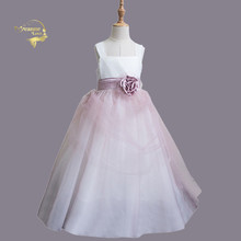 Платья для первого причастия фиолетовое платье для выпускного вечера с цветочным поясом и оборками детское бальное платье, нарядные платья для девочек на свадьбу 2024 - купить недорого