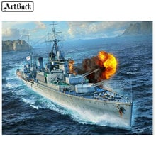 5d pintura diamante padrão warship, completo quadrado, kit de mosaico de diamantes, adesivo de bordado, imagem azul 2024 - compre barato