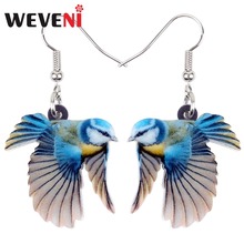 WEVENI Acrylic Lovely Blue Tit Bird Earrings Big Long Dangle Drop Fashion Jewelry For Women Girls Teens Kids Animal Charms Gift 2024 - buy cheap
