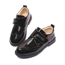 Новинка, черные кожаные туфли для мальчиков, детская весенне-осенняя Студенческая обувь в британском стиле для выступлений, детская обувь с мягкой подошвой, 02B 2024 - купить недорого