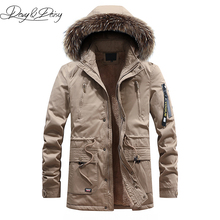 Davydaisy militar jaqueta de inverno masculino casual grosso quente com capuz gola de pele parkas destacável casaco com capuz masculino velo parkas DCT-247 2024 - compre barato