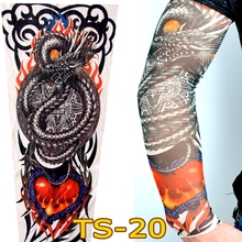 Free Shipping  2 PCS 2017 New Fashion Dragon Fire Heart Fake Tattoo Sleeves Arm Leg For Women/Mens,More 140 Styles Can Choose 2024 - buy cheap