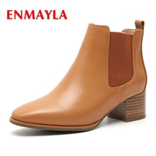 ENMAYLA cuadrado del dedo del pie Slip-On Botas de nieve de las mujeres de tacón cuadrado Botas Mujer talla 34-40 ZYL1941 Botas Mujer 2024 - compra barato