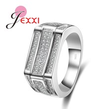 925 Sterling Silver Wedding Bridal Rings Wide Band Cubic Zircon Engagement Round Rings For Women/Men Femme Jewelry 2024 - buy cheap