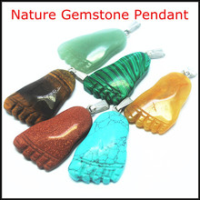 3 pcs nature gem stone pendants blue stone red stone green stone aventurine malachite foot shapes size 42x23mm 2024 - buy cheap