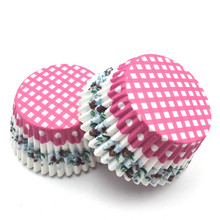 100Pcs/Lot Pink Plaid Flower Cupcake Baking Cups Cupcake Liners Paper Cake Tray Mold Cake Decorating Tools 2024 - buy cheap