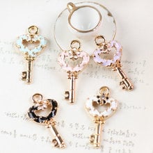 New Arrival Trendy heart  Key Necklace Pendants Gold Tone Enamel Oil Drop Alloy Phone Chain Keyring Necklace Bracelet Charm 2024 - buy cheap