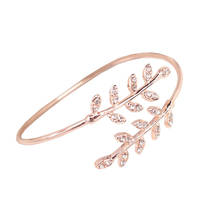 Best Price Women Fashion classic Leaf Cuff Charm Open Bracelet Bangle Arm Jewelry 102510 2024 - buy cheap