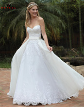 Custom Made A-line Detachable Skirt Floor Length Tulle Lace Beading Long Elegant Wedding Dresses Vestido de Noiva 2020 WH75 2024 - buy cheap