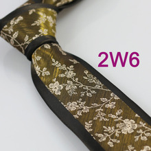 YIBEI Coachella New Black Border Gold Shiner Mens Ties Jacquard Woven Microfiber Beige Florals Necktie Slim Skinny Narrow Cravat 2024 - buy cheap