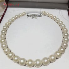 luxury NEW Natural 12-15mm White pink Baroque Edison Freshwater Cultured Nuclear Pearl Beautiful necklace Bowknot is clasp 18" 2024 - buy cheap