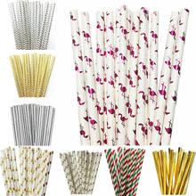 25pcs/lot Foil Gold Silver Red Pattern Paper Straws For Birthday Wedding Decorative Party Supplies Creative Drinking Straws 2024 - buy cheap