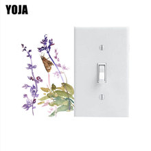 YOJA-pegatina de pared con diseño de flores púrpuras y mariposas, pegatina decorativa de PVC para habitación, estilo de moda, de alta calidad, 8SS0424 2024 - compra barato