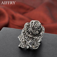 Aiffry модные кольца посеребренные Винтажные Ювелирные изделия черный цветок 3 стильные кольца для женщин 2024 - купить недорого