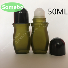 300pcs/lot 50ML Olive Green Frosted Glass Roller Bottle, Body Bottle Deodorant Ball Bottle, 50CC Glass Essence Bottle 2024 - buy cheap