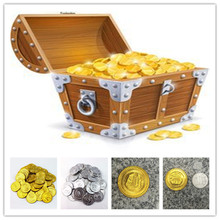 Plástico ouro tesouro moedas moedas tesouro capitão pirata 50 pçs/lote festa favores fingir tesouro baú crianças brinquedo festa 7zhh204 2024 - compre barato