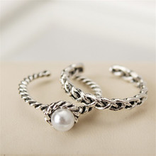 2Pcs/set Alloy Femme  Unique Imitation Pearl Ring For Women Men   Twist Brand Ring Jewelry Bague Femme Bijoux Z4 2024 - buy cheap
