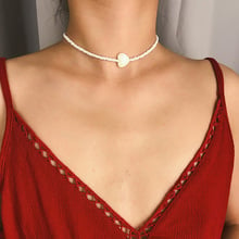 Gargantilla de cuentas blancas Bohemia hecha a mano para mujer, joyería de moda, Collar con colgante de corazón de concha, Gargantilla, YRX16 2024 - compra barato