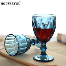 HOUSEEYOU-copa de vino y flautas de cristal con grabado de estilo Diamante, copas para beber, cóctel, Brandy, whisky, herramientas de Bar 2024 - compra barato