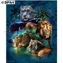 Алмазная картина 5D полностью квадратная/круглая дрель тигр, лев, леопард, животные Daimond горный хрусталь вышивка крестом M622 2024 - купить недорого