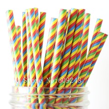 100pcs Colorful Rainbow Striped Paper Straws Bulk,Circus Summer Wedding Baby Shower Birthday Party,Colored Drinking Paper Straws 2024 - buy cheap