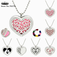 16 options! 30mm heart shape perfume locket 316L stainless steel magnet essential oil diffuser locket necklace(free chain&pads) 2024 - buy cheap